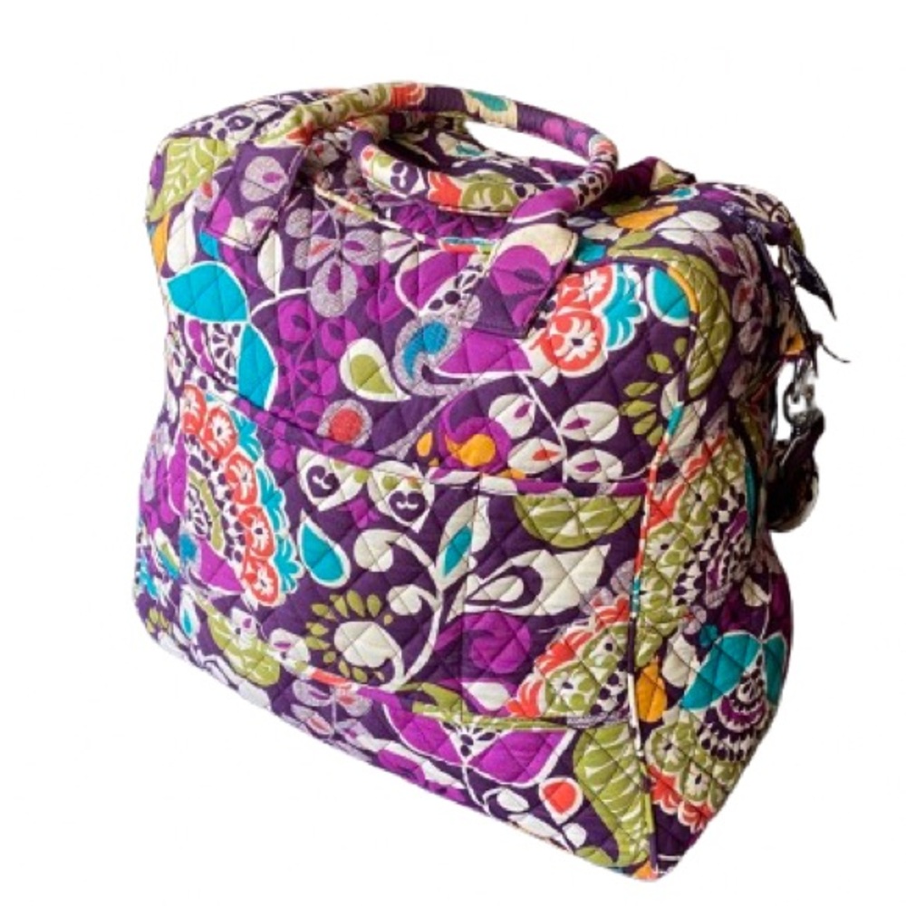 Vera Bradley Retired Plum Crazy Purple Weekend Duffel Bag - Picture 3 of 8